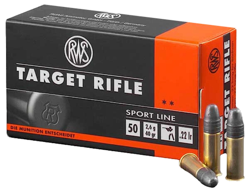 RWS Target Rifle 22LR Ammo 40 Grain Lead Round Nose Box of 50