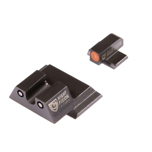Night Fision Standard Height Night Sight Set S&W M&P Shield, Shield Plus Tritium Orange Ring Front, U-Notch Black Ring Rear Steel Nitride