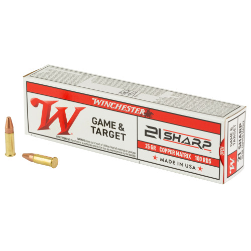 Winchester Game & Target 21 Sharp Ammo 25 Grain Copper Matrix Flat Nose Lead Free Box of 100 - Image 1