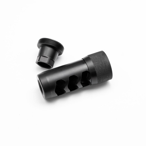 Area 419 Hellfire Self Timing Muzzle Brake 6.5mm with 5/8"-24 Universal Thread Adapter Stainless Steel Nitride