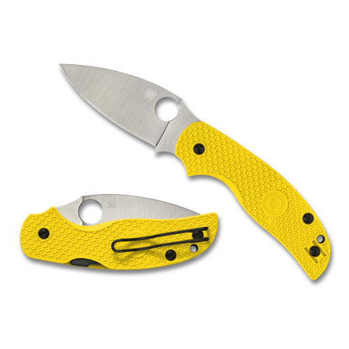 Spyderco Sage 5 Lightweight Salt Pocket Knife 3" Drop Point CPM MagnaCut Satin Blade Fiberglass Reinforced Nylon (FRN) Handle Yellow