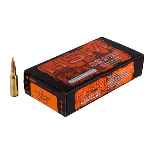 Hsm Ammo 6.5 Grendel Ammo 123 Grain Hollow Point Boat Tail Box of 20