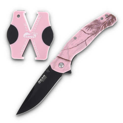 Bear & Son Edge Brisk 2.0 Folding Knife Pink Camo