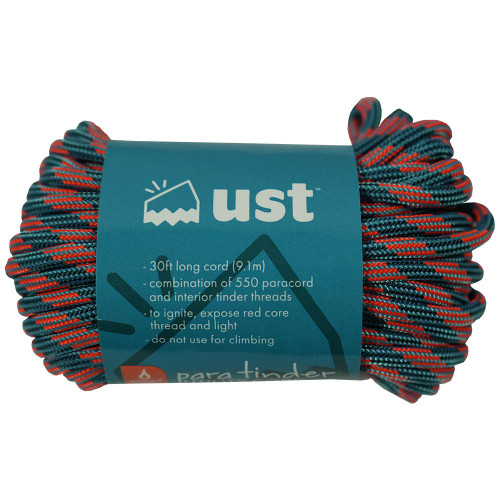 Aob ParaTinder 550 Paracord with Tinder Cord 30 ft Orange/Blue