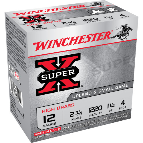 Winchester Super-X 12 Gauge Ammo 2-3/4" #4 Shot 1-1/4 oz Box of 25 - Image 1