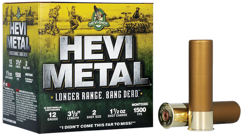 Hevi-Shot Hevi-Metal Longer Range 12 Gauge Ammo 3-1/2" #2 Steel and Bismuth Shot 1-1/2 oz Box of 25