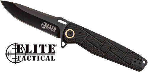 Master Cutlery Elite Tactical Readiness Pocket Knife 3.5" Drop Point Black Blade Black Handle