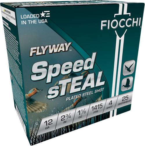 Fiocchi 12FST4 Flyway Speed Steel 12 Gauge 2.75" 1 1/8 oz 4 Shot 25/10