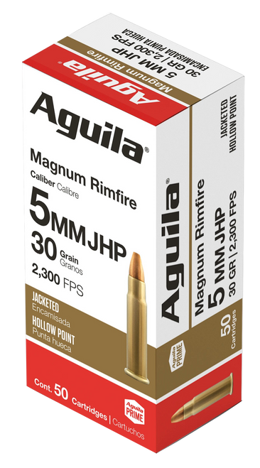 Aguila Varmint 5mm Remington Rimfire Magnum Ammo 30 Grain Jacketed Hollow Point Box of 50