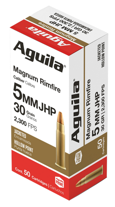 Aguila Varmint 5mm Remington Rimfire Magnum Ammo 30 Grain Jacketed Hollow Point Box of 50