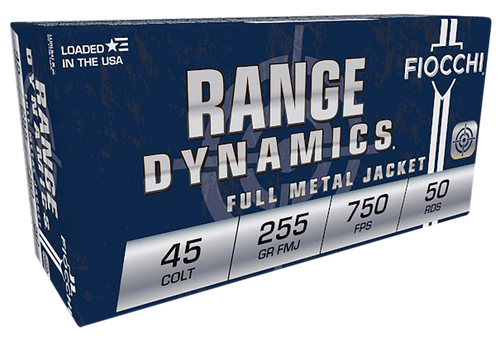 Fiocchi 45 Colt FMJ Range Dynamics Ammunition 225 Grain 50 Rounds Per Box, 10 Boxes Per Case