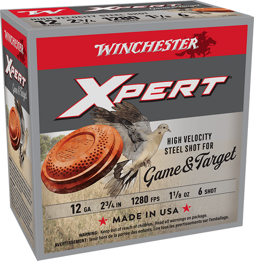 Winchester Super X Xpert Game and Target 12 Gauge Ammo 2-3/4" #6 Steel Shot 1-1/8 oz Box of 25