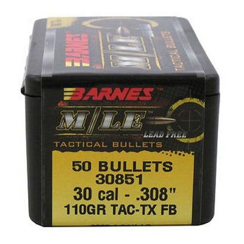 Barnes Bullets TAC-TX 30 Caliber 110 Grain Flat Base Bullets