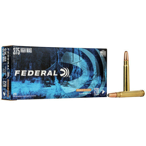 Federal Power-Shok 375 H&H Magnum Ammo 270 Grain Jacketed Soft Point Box of 20