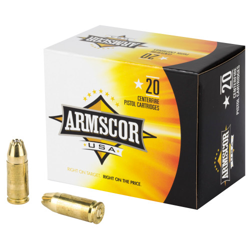 Armscor 9mm Ammo 124 Grain Jacketed Hollow Point Box of 20 - Image 1