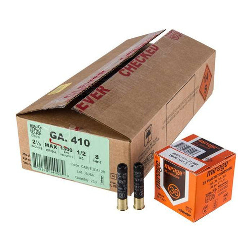 Clever T1 410 Bore Ammo 2-1/2" #8 Lead Shot 1/2 oz Case of 250