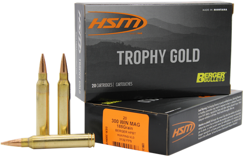 HSM Ammo 300 Winchester Magnum Ammo 185 Grain Berger Match Hunting VLD Box of 20