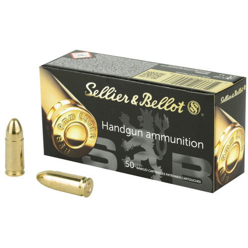 Sellier & Bellot 9mm Luger Ammo 115 Grain Full Metal Jacket Box of 50