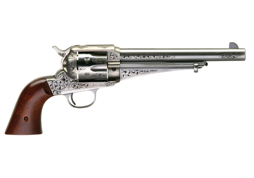 Taylor's & Company 1875 Army Outlaw .357 Magnum Revolver 7.5" Barrel 6 Round White Engraved Finish Steel & Walnut Grip
