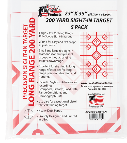 Pro-Shot 200 Yard Red Sight-In Target 23x35 Inch 5 Pack