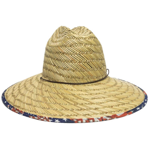 Outdoor Cap Company Natural Straw Stars & Stripes Brim One Size Fits Most