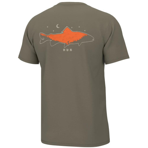 Huk Men's Moon Trout Short Sleeve Shirt Overland Trek Small