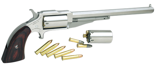 North American Arms Mini-Revolver Hogleg 22 Magnum Revolver 6" Stainless Barrel 5-Shot Wood Grip