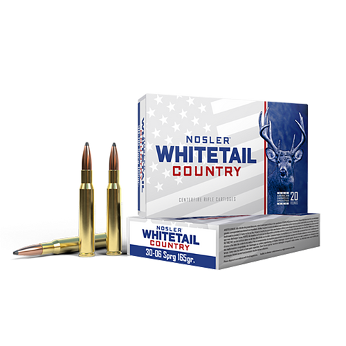 Nosler Whitetail Country 30-06 Springfield Ammo 165 Grain Solid Base Jacketed Soft Point Box of 20