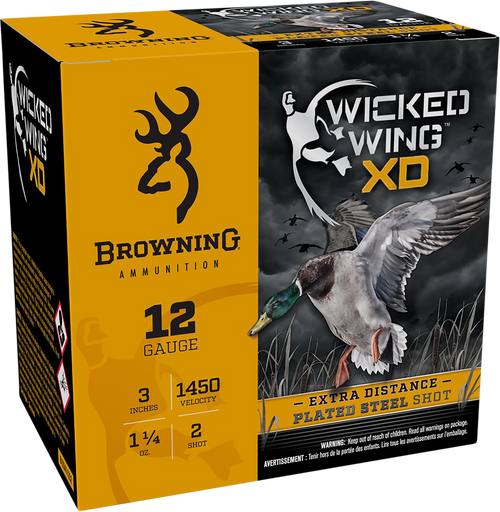 Browning Wicked Wing XD Waterfowl 12 Gauge Ammo 3" #2 Steel Shot 1-1/4 oz Box of 25