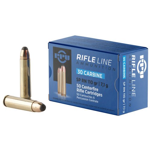 PPU 30 Carbine Ammo 110 Grain Jacketed Soft Point Box of 50