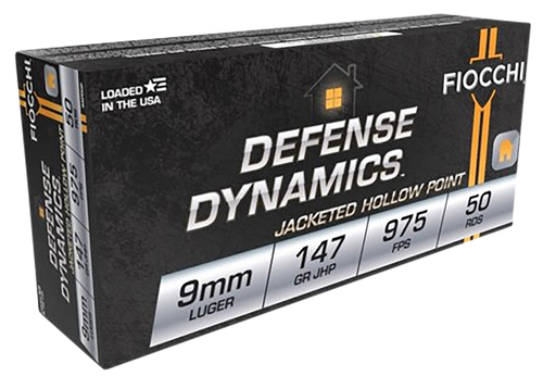 Fiocchi Pistol Shooting Dynamics 9mm Luger Ammo 147 Grain Jacketed Hollow Point Box of 50
