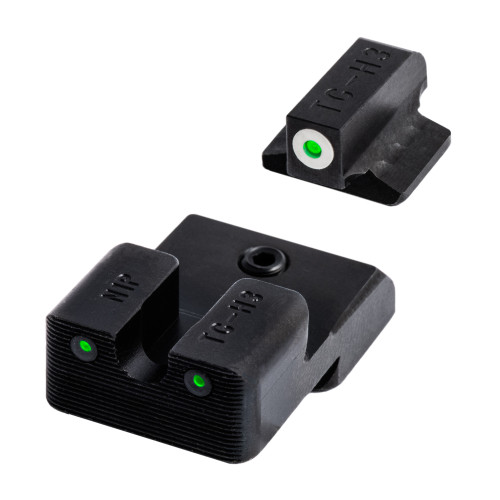 TRUGLO Tritium Pro Sight Set 1911 Kimber Front and Rear Sight Cuts Tritium Green with White Front Outline