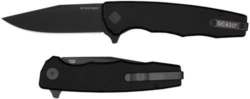 BLACK G-10/BLACK PVD D2!OCASO KNIVES STRATEGY 3.5" FLD