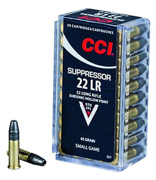 CCI 22 Long Rifle Suppressor Ammo 45 Grain Lead Hollow Point Box of 50