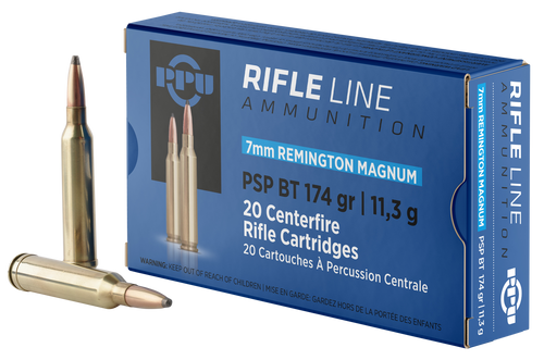 PPU 7mm Remington Magnum Ammo 174 Grain Jacketed Soft Point Box of 20