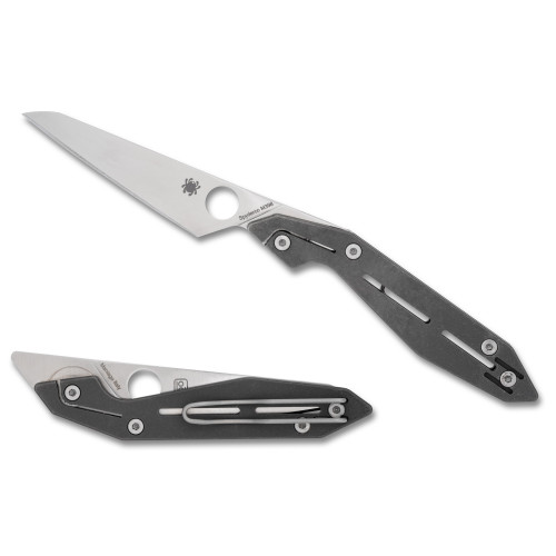 Spyderco NAND Pocket Knife 3.19" Wharncliffe M398 Satin Blade Titanium Handle Gray
