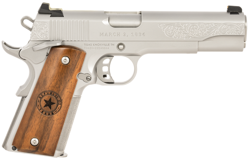 SDS Arms Tisas 1911 Republic of Texas 45 ACP Pistol 5" Barrel 8+1 Rounds Grey Slide Brown Grips