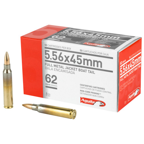 Aguila Ammunition 5.56 NATO Ammo 62 Grain FMJ-BT Box of 50 - Image 1