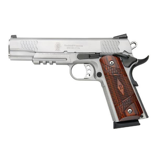 Smith & Wesson SW1911TA .45 ACP Pistol 5" Barrel 8+1 Round Wood Grip Satin Stainless