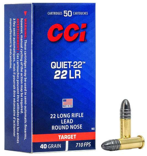 CCI Quiet 22LR Ammo 40 Grain Round Nose Box of 50