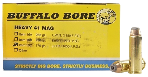 Buffalo Bore 41 Remington Magnum Ammo 170 Grain Jacketed Hollow Point Box of 20