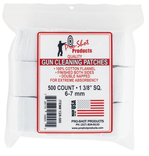 Pro-Shot Gun Cleaning Patches 6mm to 7mm Square Cotton 500PK