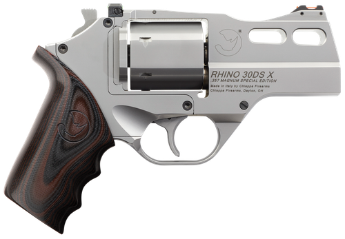 Chiappa Rhino 30DS-X 357 Magnum Revolver 3" Stainless Barrel 6 Round Black/Red Grip