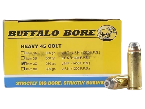 Buffalo Bore 45 Colt +P Ammo 260 Grain Jacketed Hollow Point Box of 20