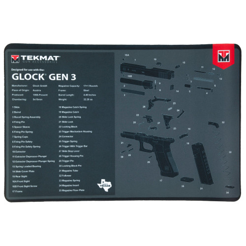 Tekmat Handgun Cleaning Mat for Glock Gen 3 Black
