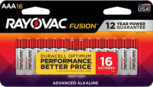 Rayovac 82416T02 AAA Alkaline Batteries Silver/Blue 1.5 Volt 1123 mAh Pack of 16