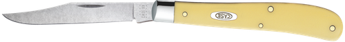 Case Barehead Slimline Trapper Pocket Knife 3.25" Clip Point Stainless Steel Satin Blade Delrin Handle Yellow
