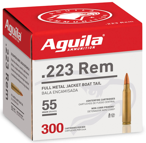 Aguila Ammunition Target & Range 223 Remington Ammo 55 Grain Full Metal Jacket Box of 300 (4 Cases) Aguila Ammunition Target & Range 223 Remington Ammo 55 Grain Full Metal Jacket Box of 300 (4 Cases)