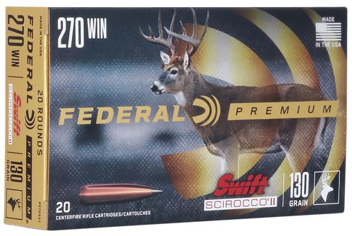 Federal Swift Scirocco II .270 Win Ammo 130 Grain Polymer Tip Box of 20