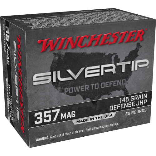 Winchester Silvertip Defense 357 Magnum Ammo 145 Grain Winchester Silvertip Jacketed Hollow Point Box of 20